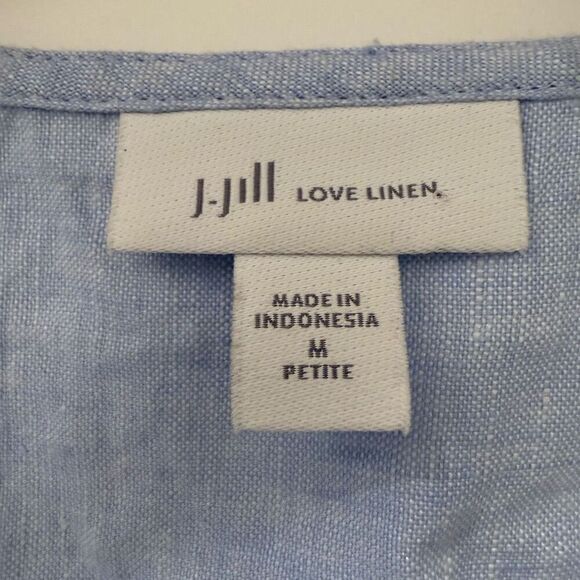 J. Jill Gorgeous Linen Sleeveless A-Line Dress - Cornflower Multi Size Petite M - Picture 3 of 5
